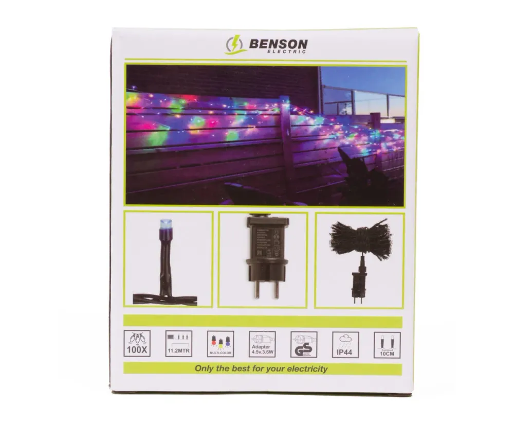 LED Lichtsnoer 11.2m, 100 Gekleurde LED's, Binnen/Buiten Gebruik