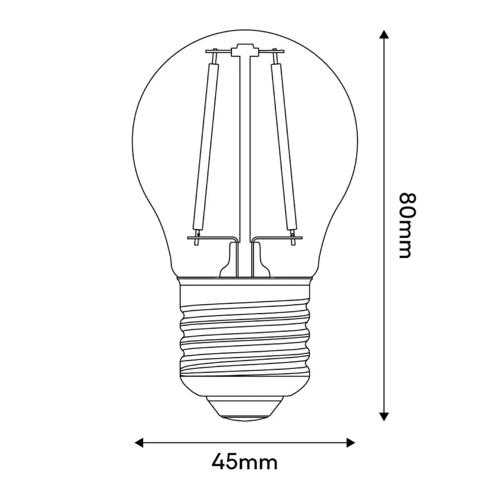 LED-lichtbron Transparant Globetta G45 2W 136Lm E27 2700K - E08