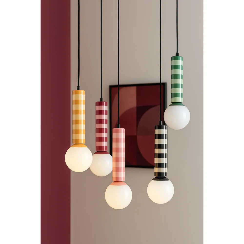 Leitmotiv hanglamp Rayado - geel - 12x12x38cm