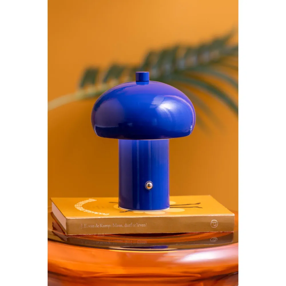 Leitmotiv tafellamp Retro Seta LED - blauw - 12.5x12.5x15cm - Paddenstoellamp