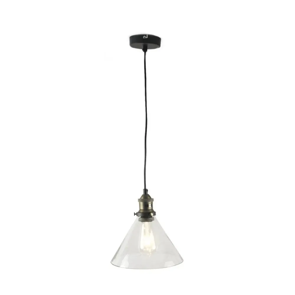 Hanglamp Valentino brons zwart met glas Ø24 cm Light Depot