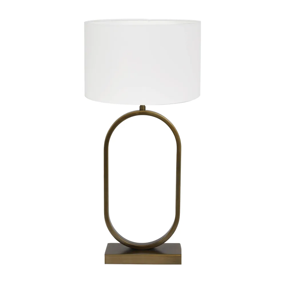 Light & Living tafellamp Jamiri/Polycotton - ant. brons, wit - 30x30x67cm