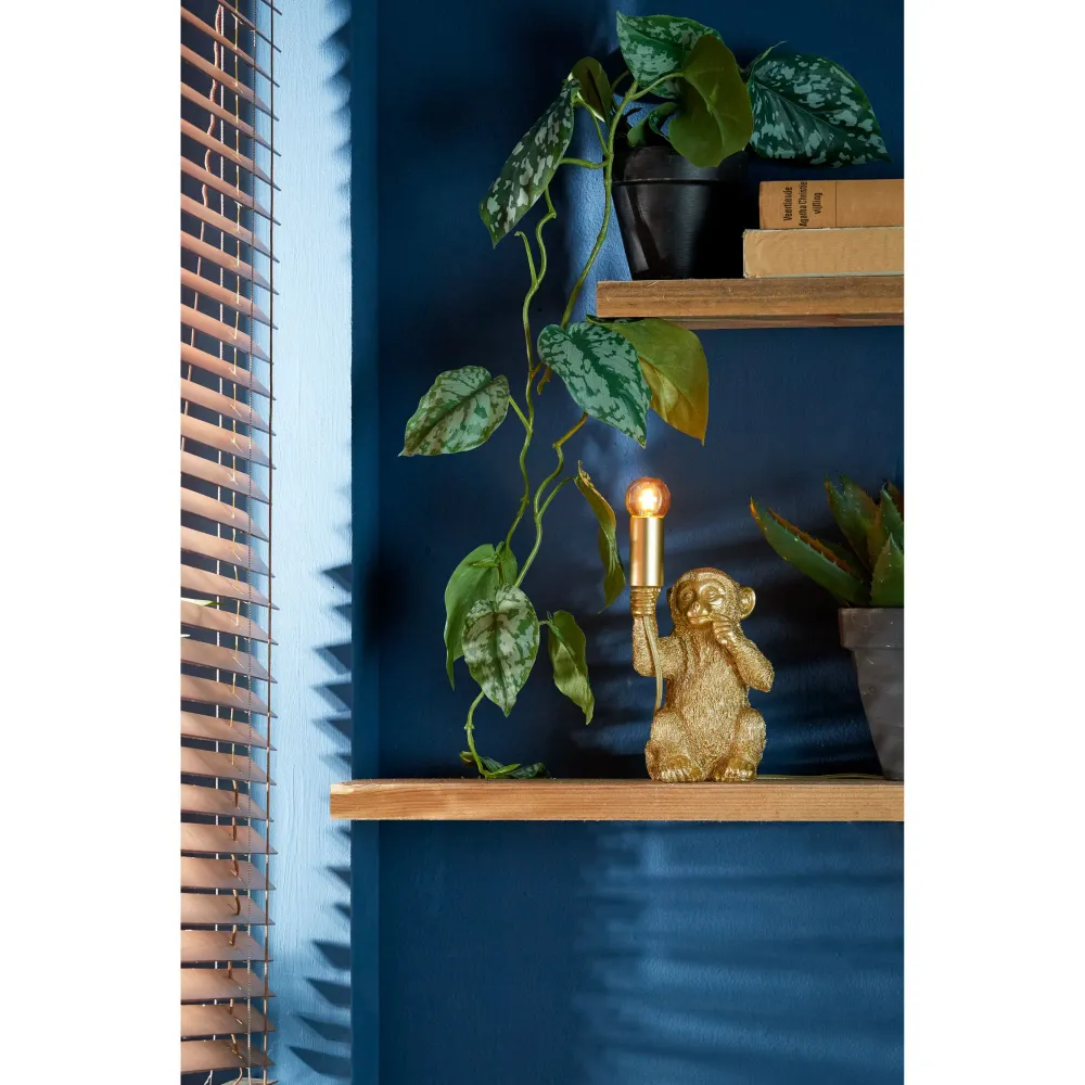 Light & Living tafellamp Monkey - goud - 13x12.5x23.5cm