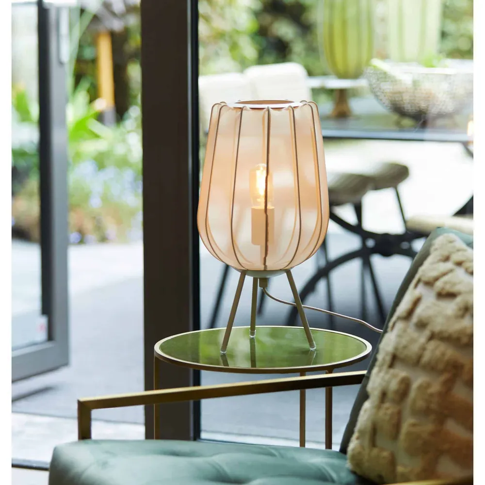 Light & Living tafellamp Plumeria - bruin - Ø25cm
