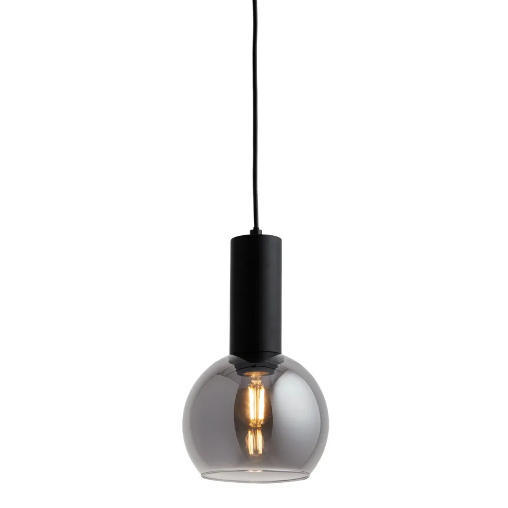 Lighto | Art deco hanglamp zwart met smoke glas | Juna