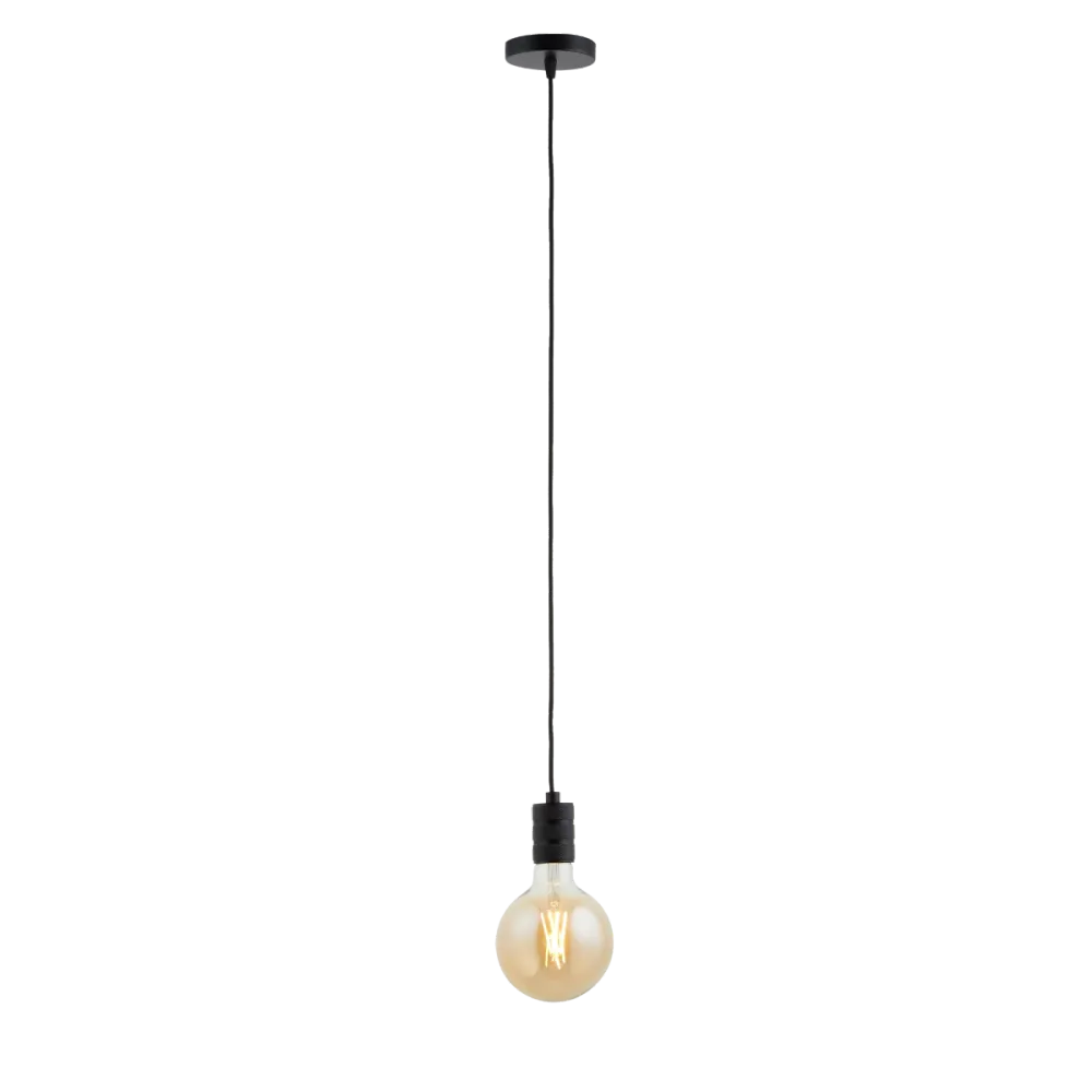 Lighto | Pendel Mat Zwart | Inclusief Lichtbron Goud | Retro | 1.5m Snoer | Met Plafondkap