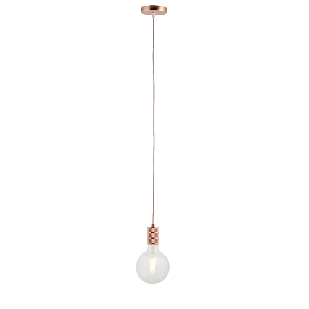 Lighto | Pendel Rosé Goud | Inclusief Lichtbron Helder | Retro | 1.5m Snoer | Met Plafondkap