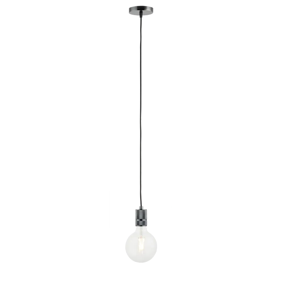 Lighto | Pendel Zwart Titanium | Inclusief Lichtbron Helder | Classic | 1.5m Snoer | Met Plafondkap