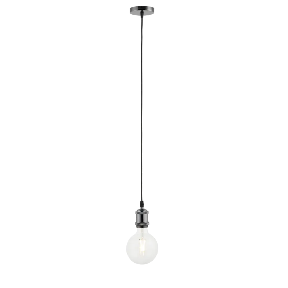 Lighto | Pendel Zwart Titanium | Inclusief Lichtbron Helder | Vintage | 1.5m Snoer | Met Plafondkap