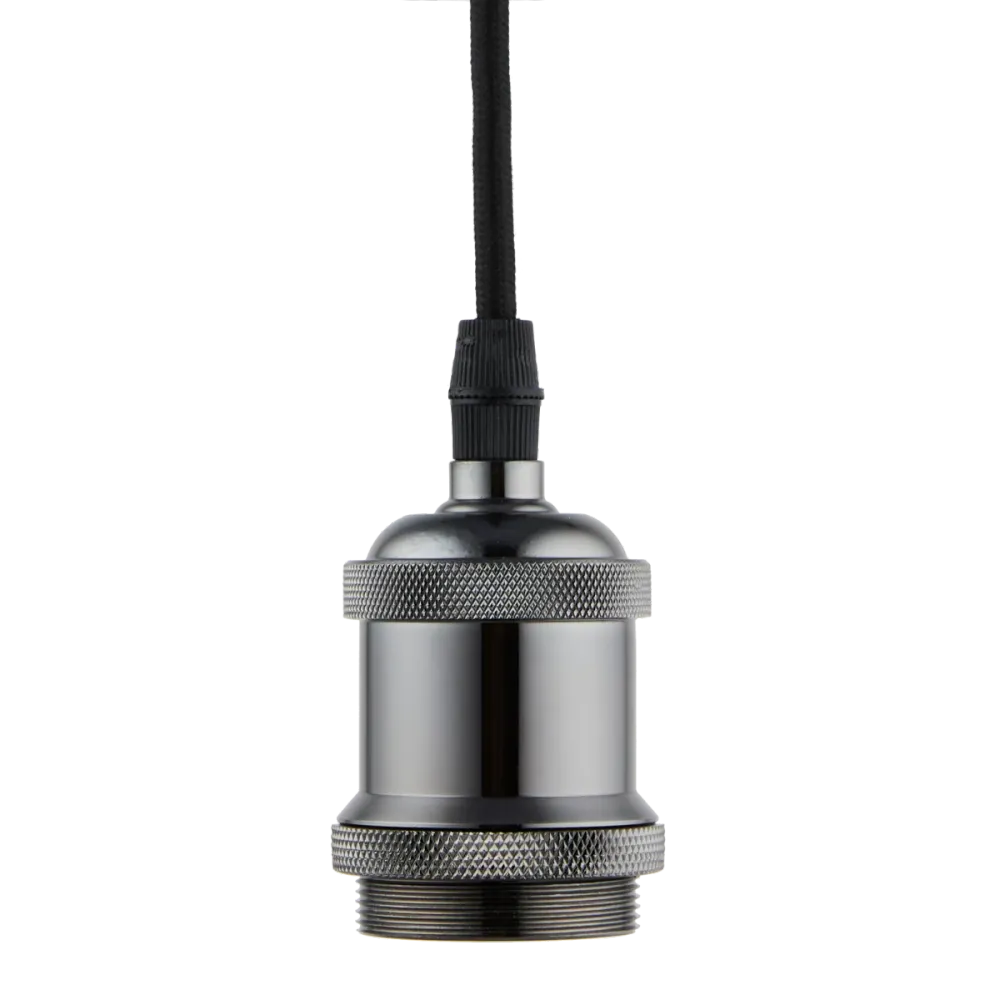 Lighto | Pendel Zwart Titanium | Inclusief Lichtbron Helder | Vintage | 1.5m Snoer | Met Plafondkap