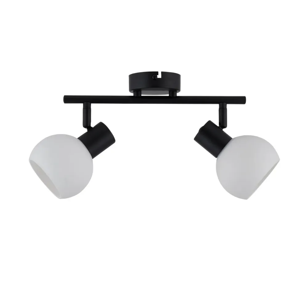 Lighto | Plafondspot zwart met opaal glas 2-lichts | Juna