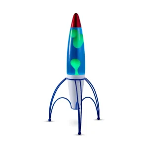Lighto | Raket lavalamp | blauwe vloeistof met gele lava