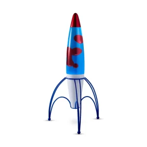 Lighto | Raket lavalamp | blauwe vloeistof met rode lava