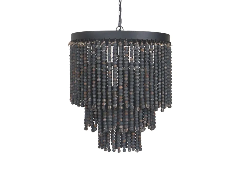 Hanglamp kraal hout zwart 50cm 2555 Lindeboom Wonen & Lifestyle