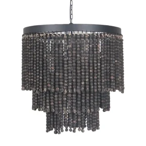 Hanglamp kraal hout zwart 60cm 2554 Lindeboom Wonen & Lifestyle