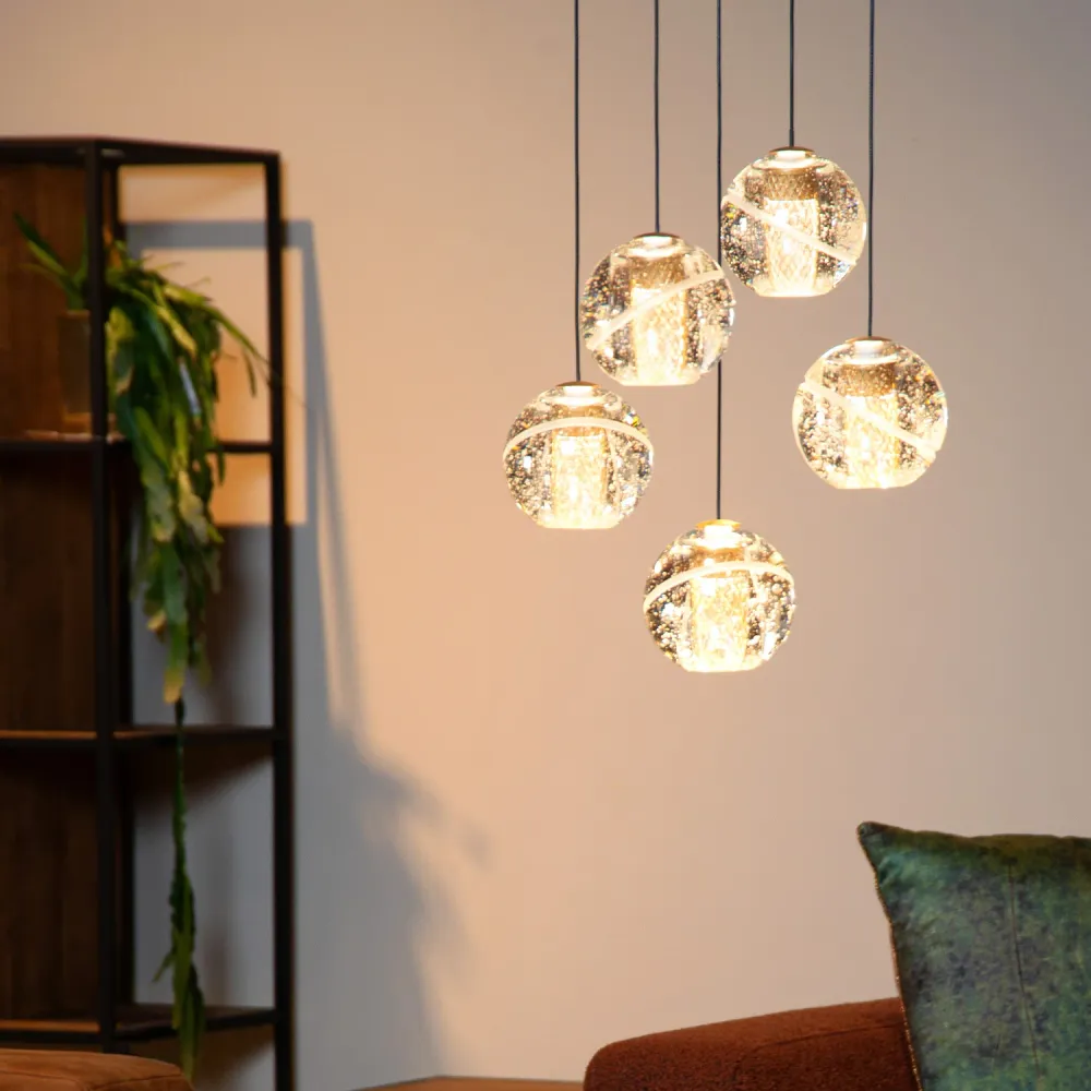 Hanglamp Dilenko | 5 hangend | Goud Lucide