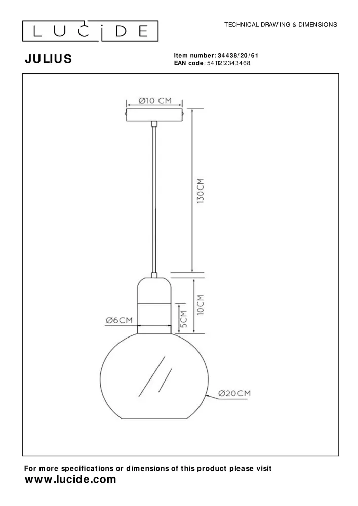 Hanglamp Julius | Ø 20 cm | E27 | Opaal Lucide