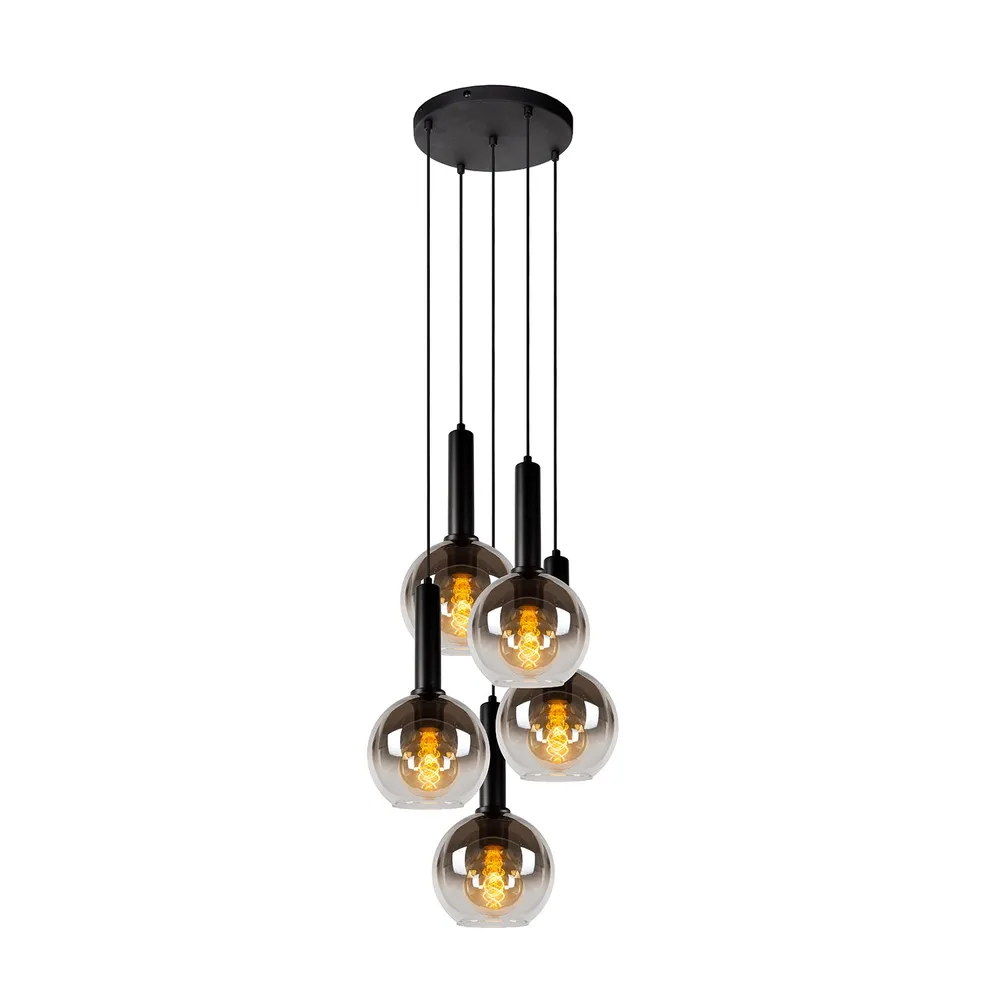 Hanglamp Marius | 5 Lampen | Ø 55 cm | Zwart Lucide