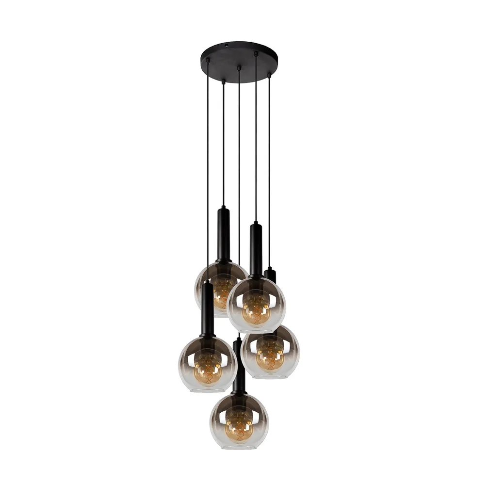 Hanglamp Marius | 5 Lampen | Ø 55 cm | Zwart Lucide