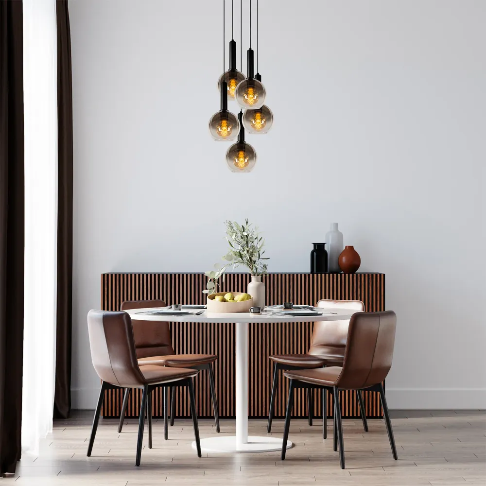 Hanglamp Marius | 5 Lampen | Ø 55 cm | Zwart Lucide