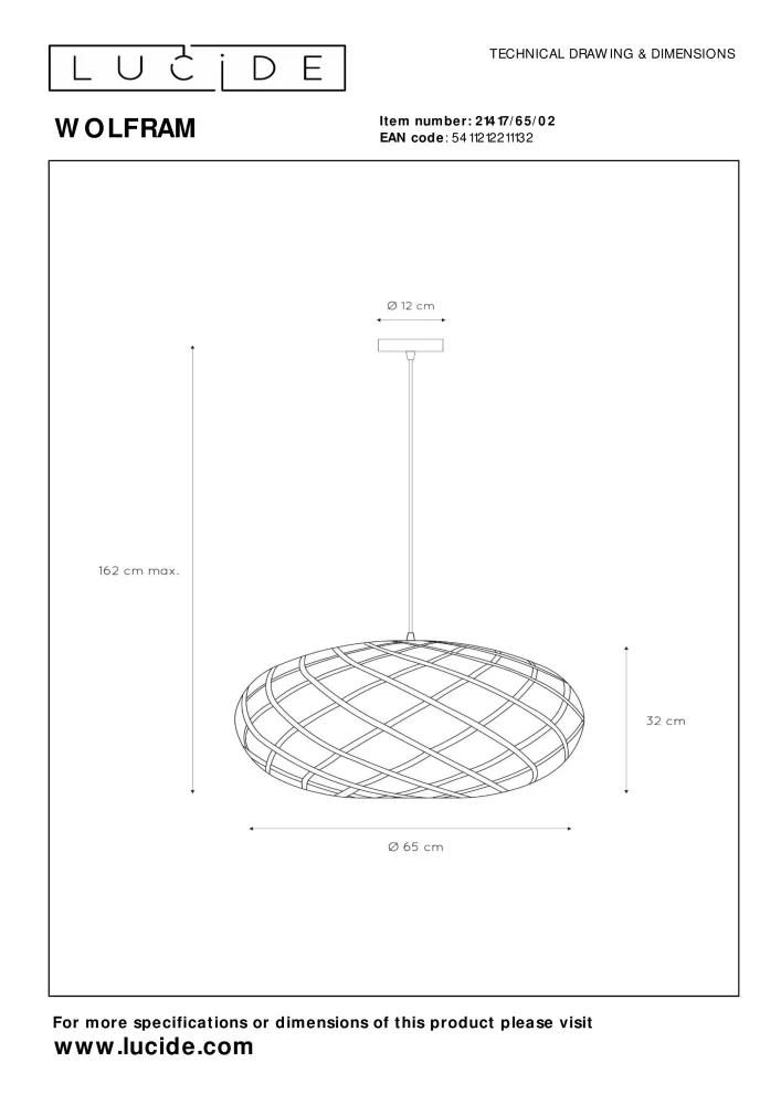 Hanglamp Wolfram | Ø 12,5 cm | Goud Lucide
