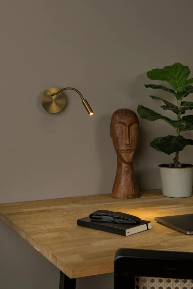Lucide bedlamp JOLIJN - Geïntegreerde LED - Mat Goud / Messing