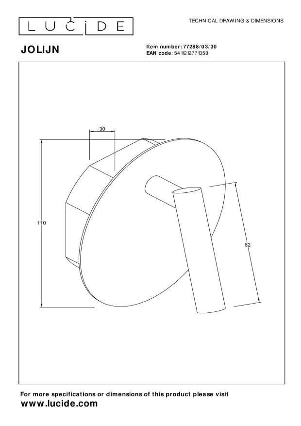 Lucide bedlamp JOLIJN - Geïntegreerde LED - Zwart