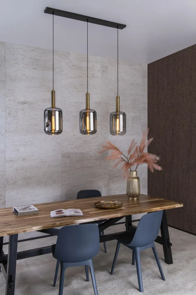 Lucide hanglamp JOANET - 3xE27 - Fumé