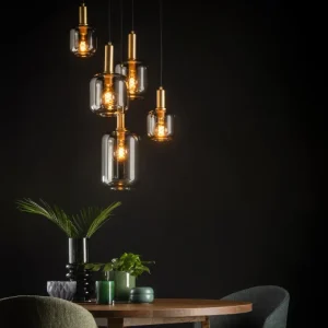 Lucide hanglamp JOANET - 5xE27 - Fumé