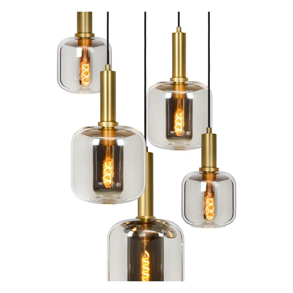 Lucide hanglamp JOANET - 5xE27 - Fumé