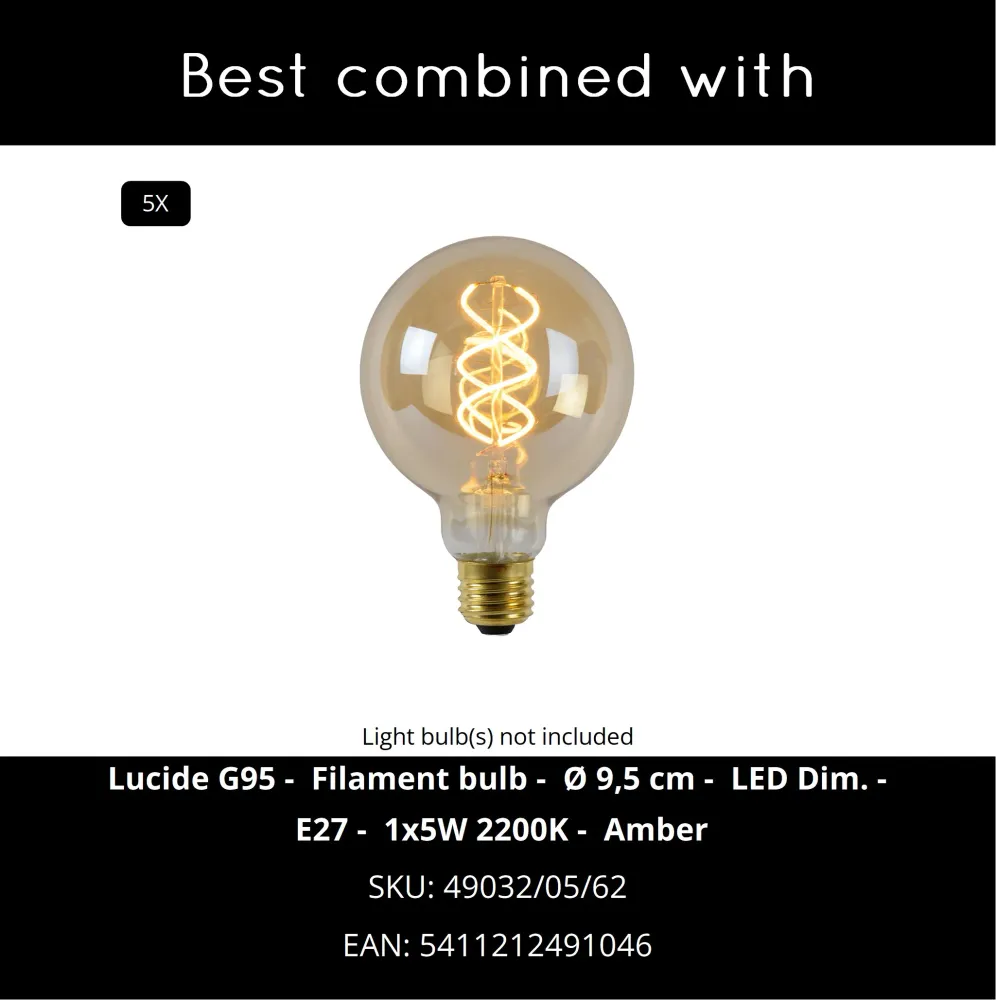 Lucide hanglamp JULIUS - 5xE27 - Fumé