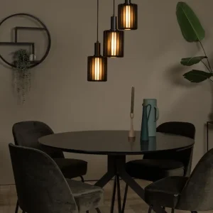 Lucide hanglamp LAMBRES - 3xE27 - Zwart