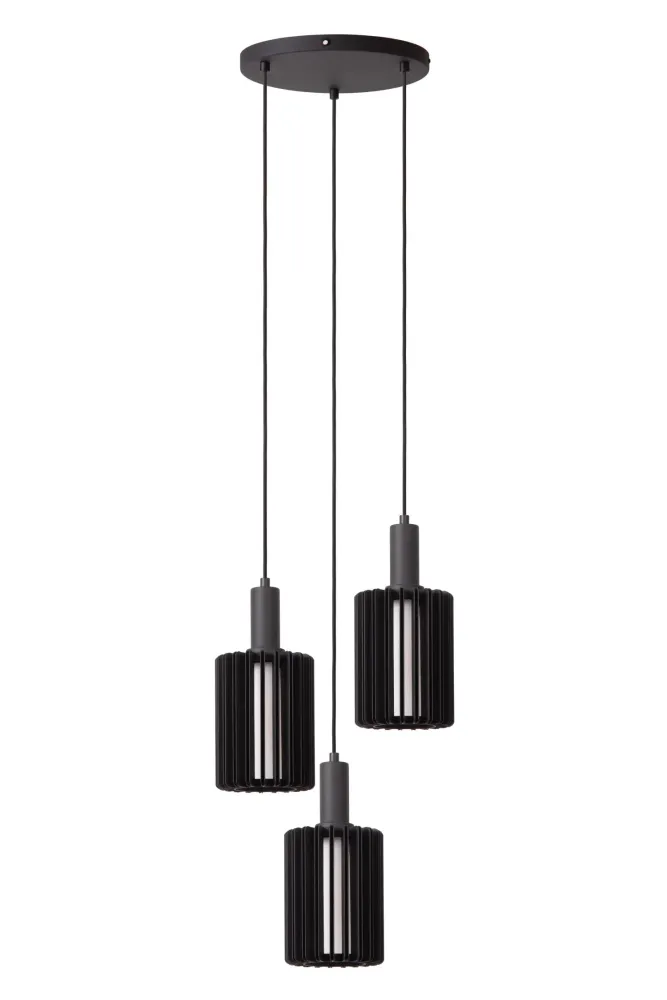 Lucide hanglamp LAMBRES - 3xE27 - Zwart