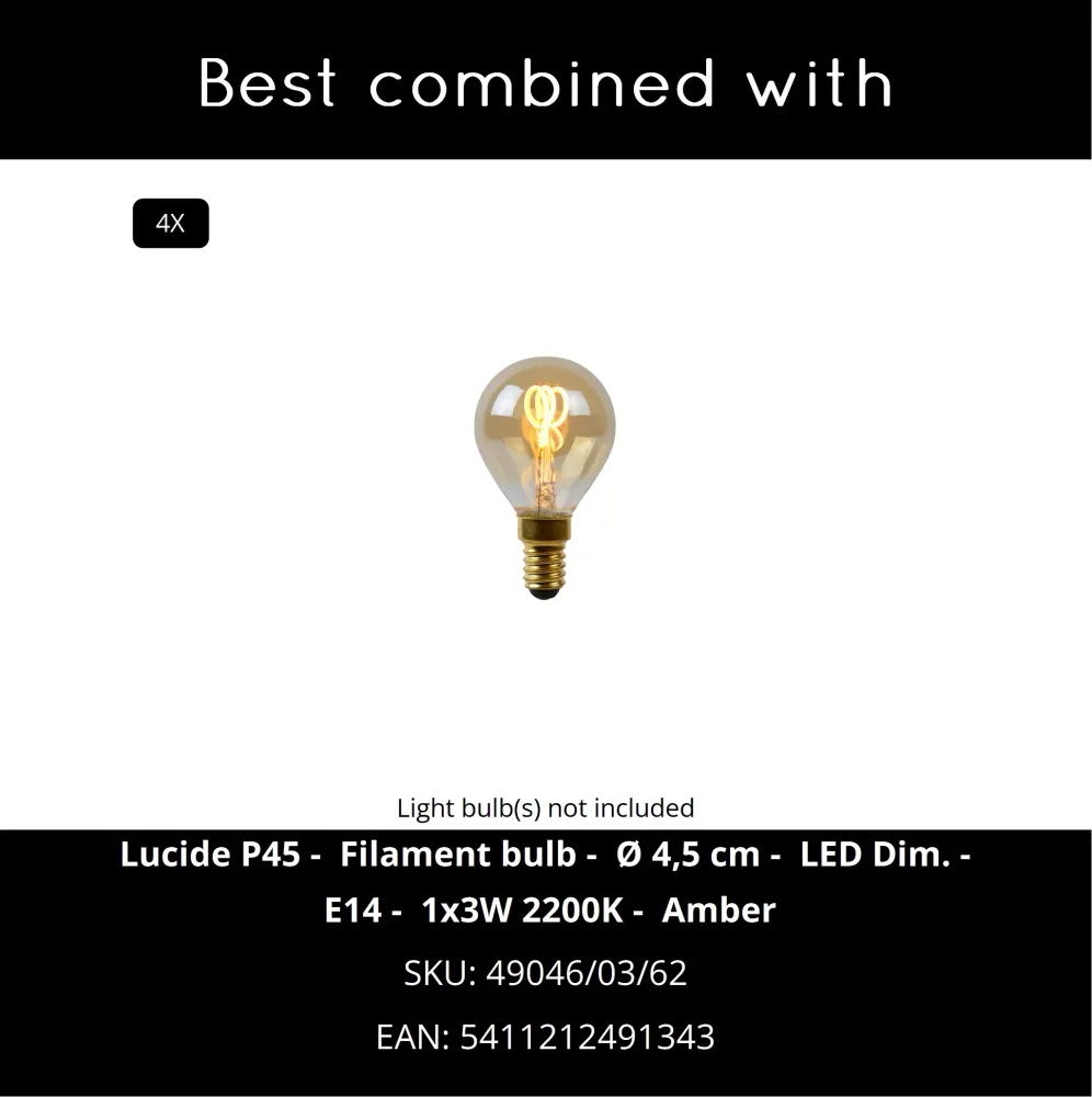 Lucide plafondspot ALION - 4xE14 - Zwart