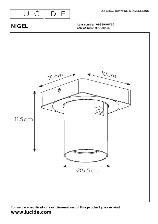 Lucide plafondspot NIGEL - 1xGU10 - Mat Goud / Messing