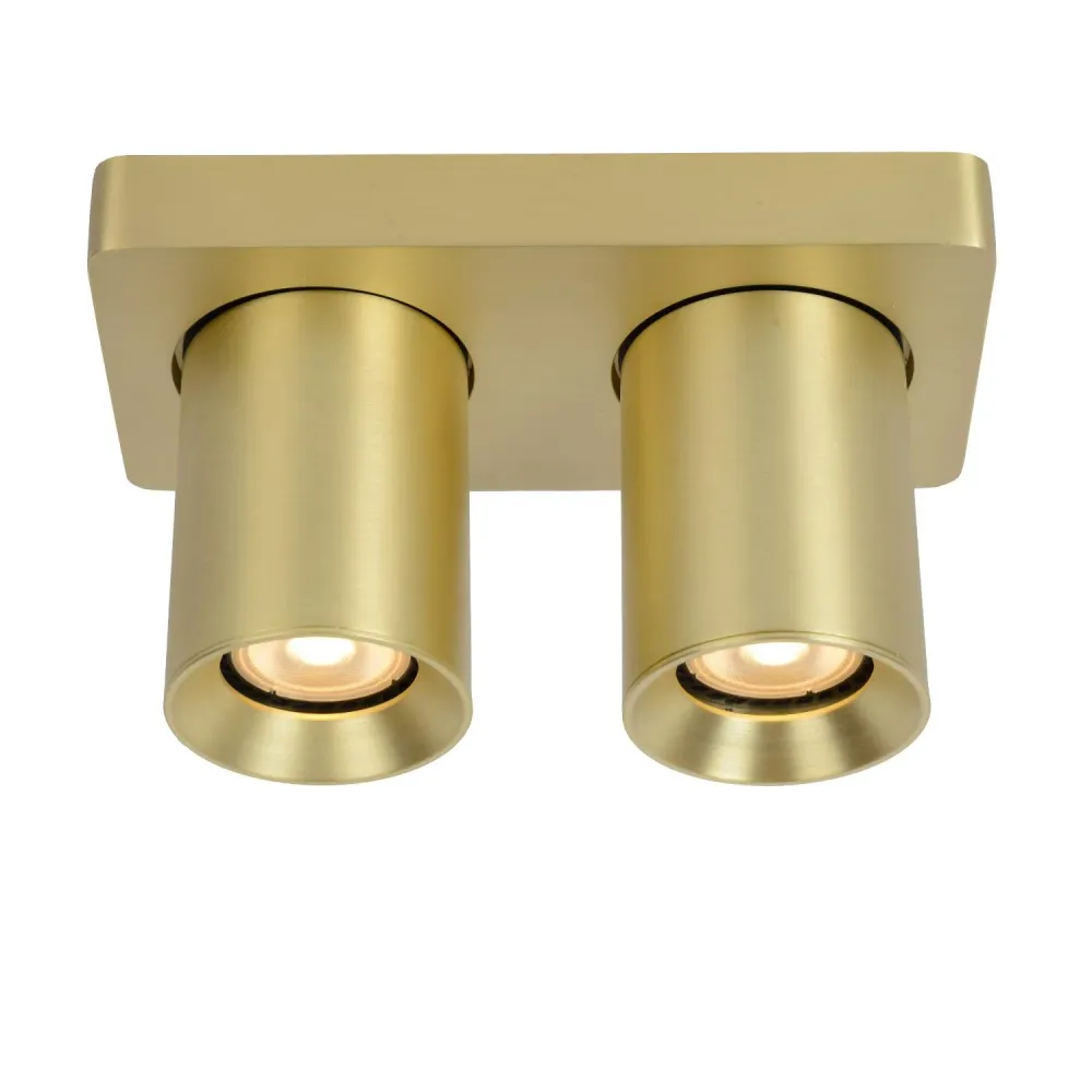 Lucide plafondspot NIGEL - 2xGU10 - Mat Goud / Messing