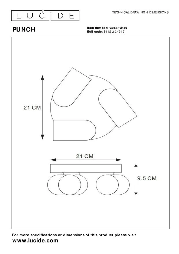 Lucide plafondspot PUNCH - 3xGU10 - Zwart