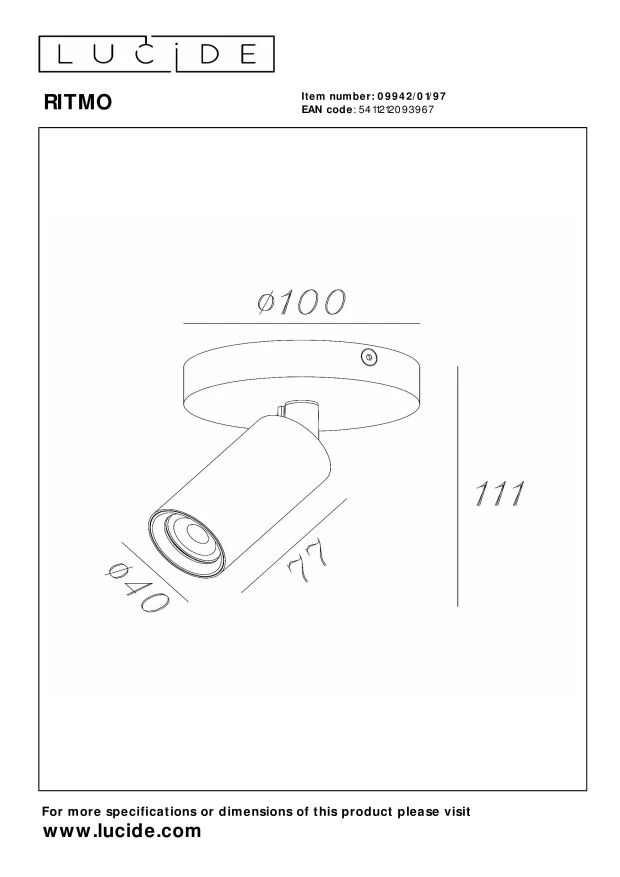 Lucide plafondspot RITMO - 1xGU10 (MR11) - Koffie