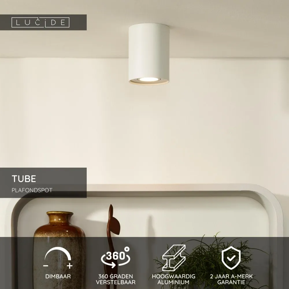 Lucide plafondspot TUBE - 1xGU10 - Wit