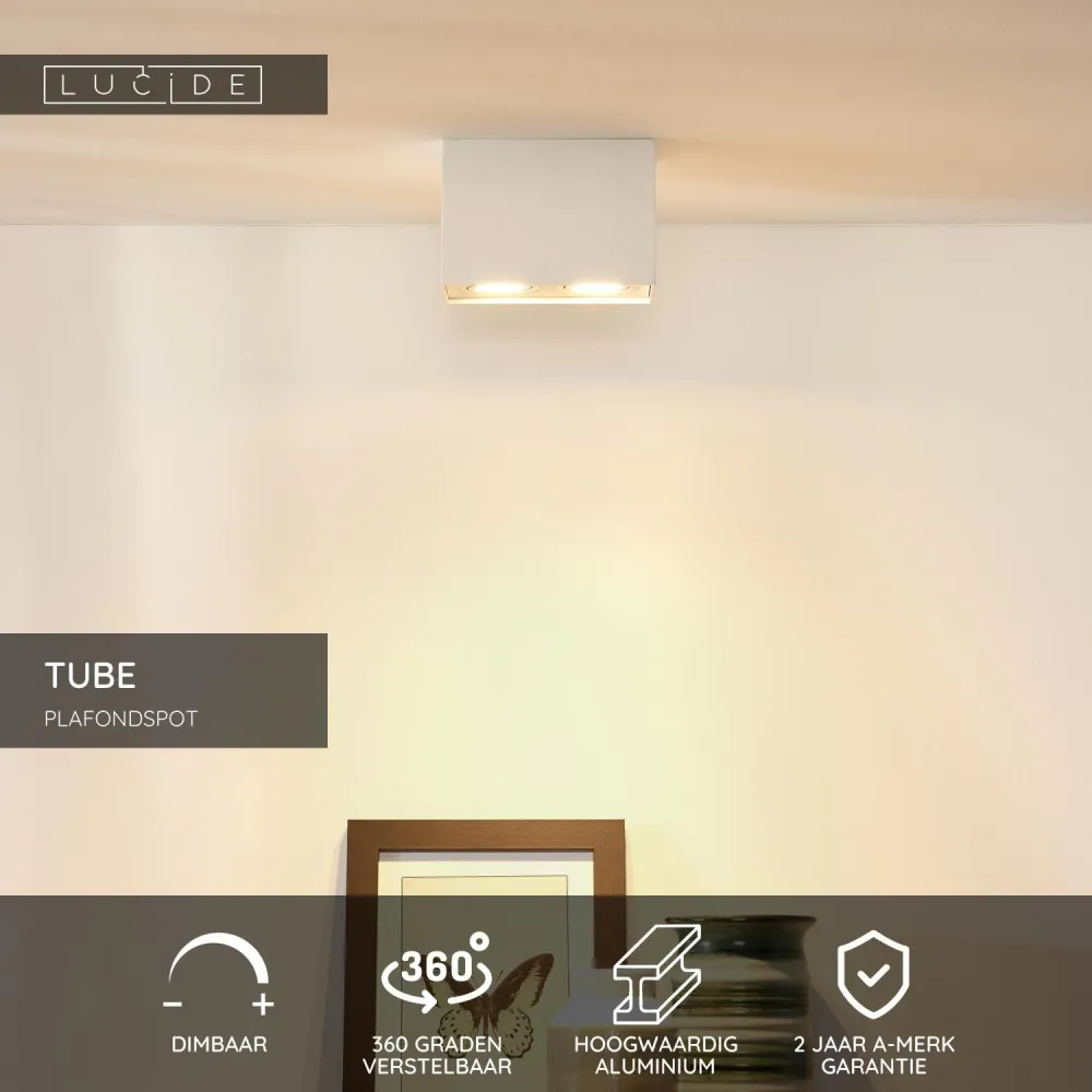 Lucide plafondspot TUBE - 2xGU10 - Wit