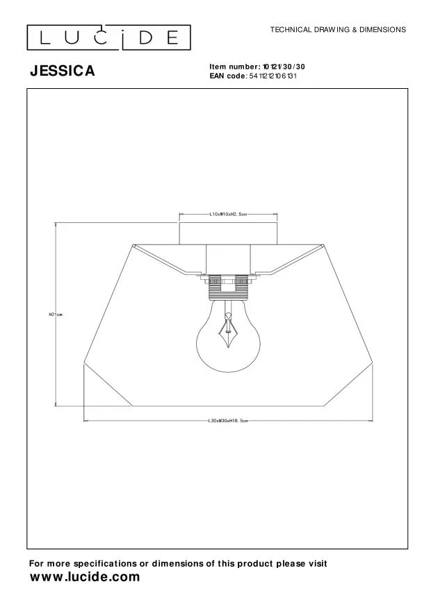 Lucide plafonnière JESSICA - 1xE27 - Zwart