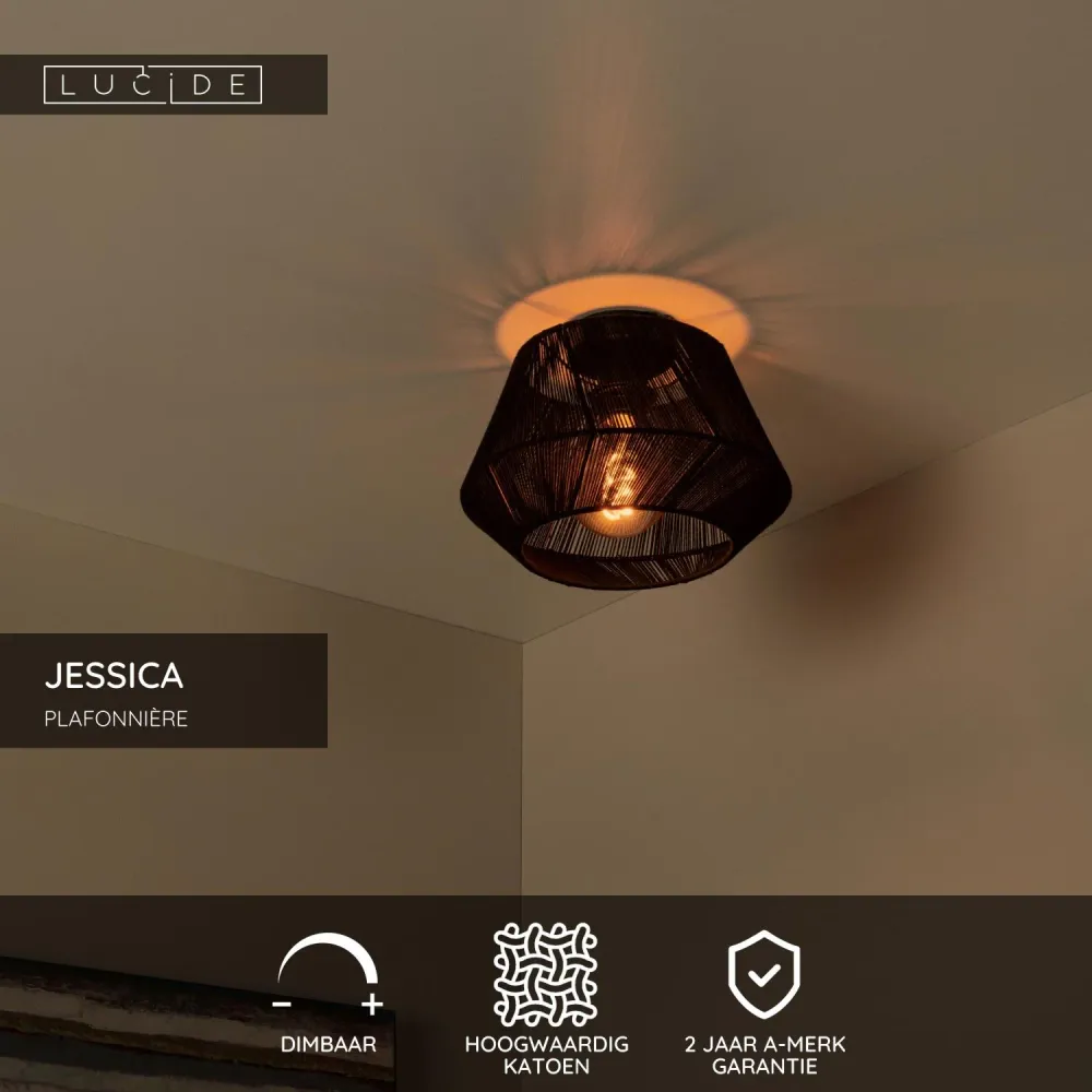 Lucide plafonnière JESSICA - 1xE27 - Zwart