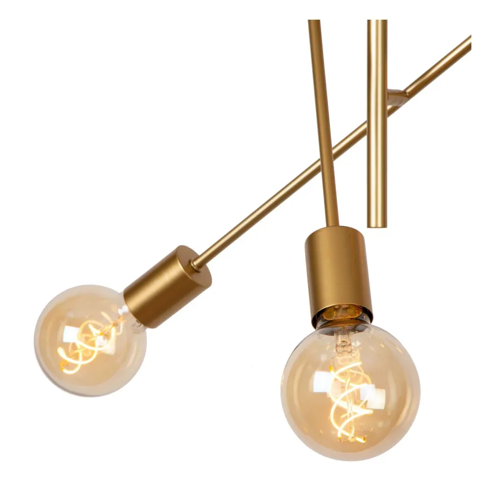 Lucide plafonnière LESTER - 6xE27 - Mat Goud / Messing