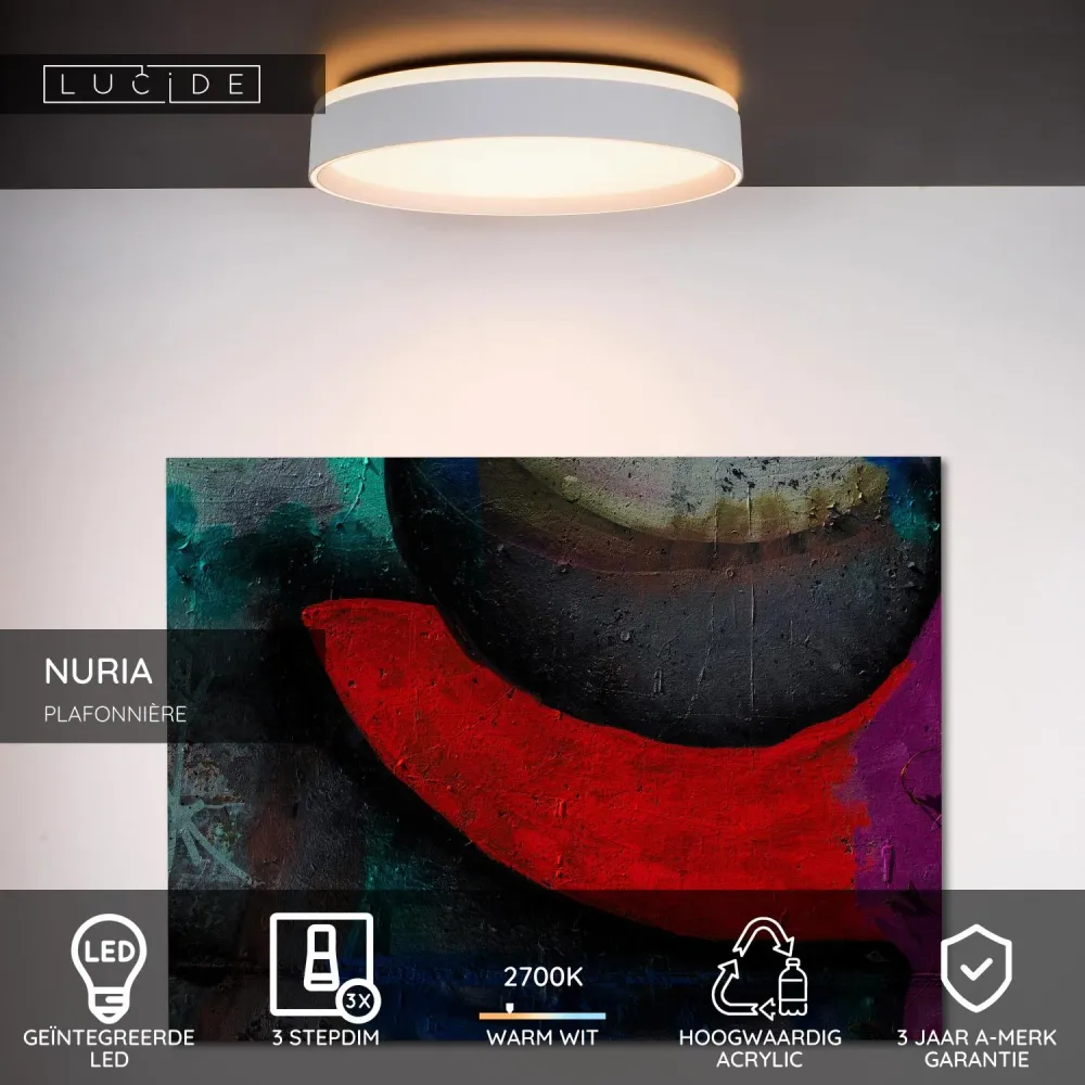 Lucide plafonnière NURIA - Geïntegreerde LED - Wit