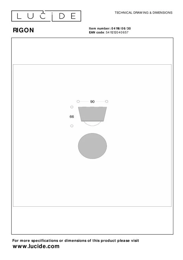 Lucide plafonnière RIGON - Geïntegreerde LED - Zwart