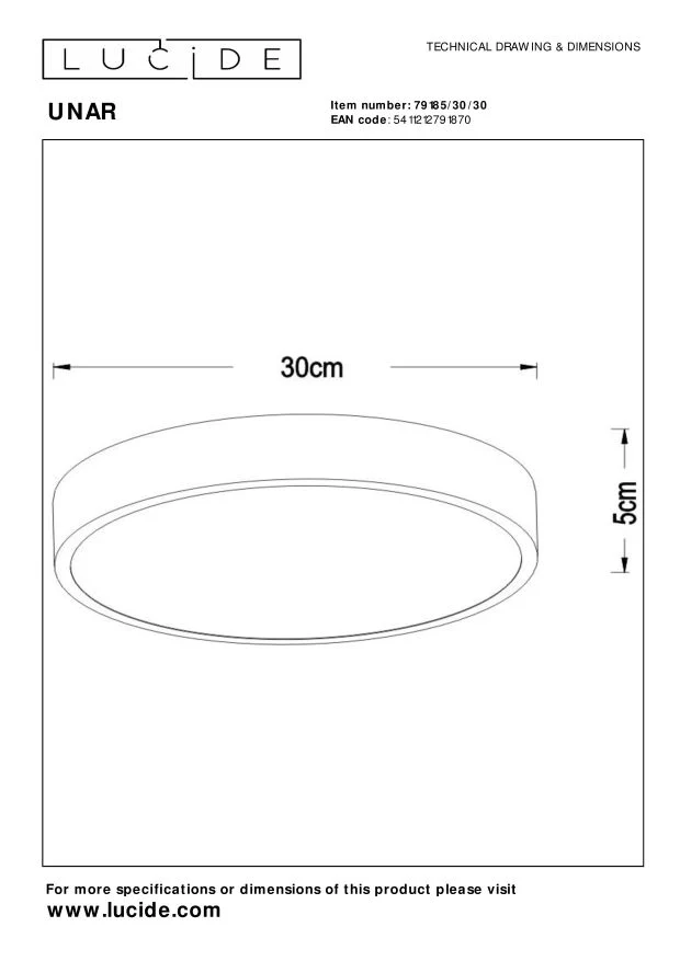 Lucide plafonnière UNAR - Geïntegreerde LED - Zwart