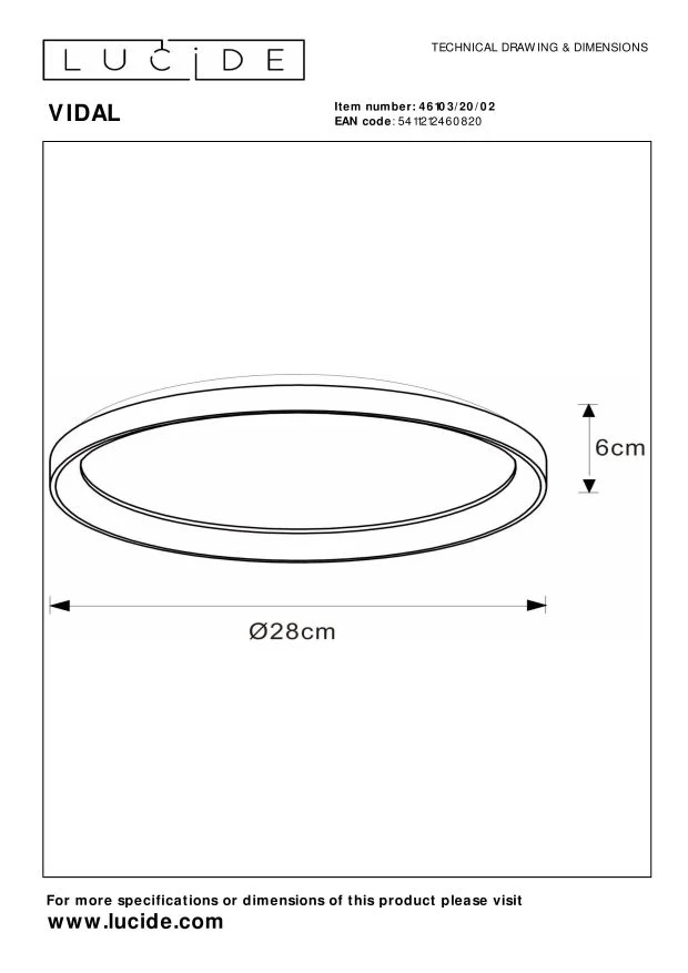 Lucide plafonnière VIDAL - Geïntegreerde LED - Mat Goud / Messing