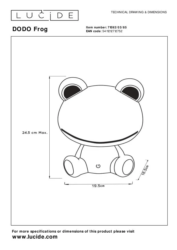Lucide tafellamp DODO FROG - Geïntegreerde LED - Groen
