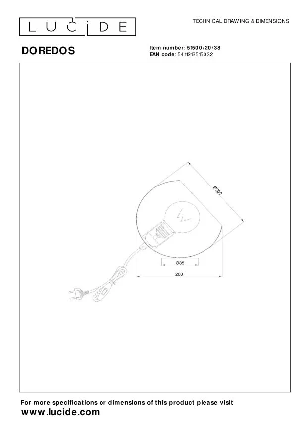 Lucide tafellamp DOREDOS - 1xE27 - Beige