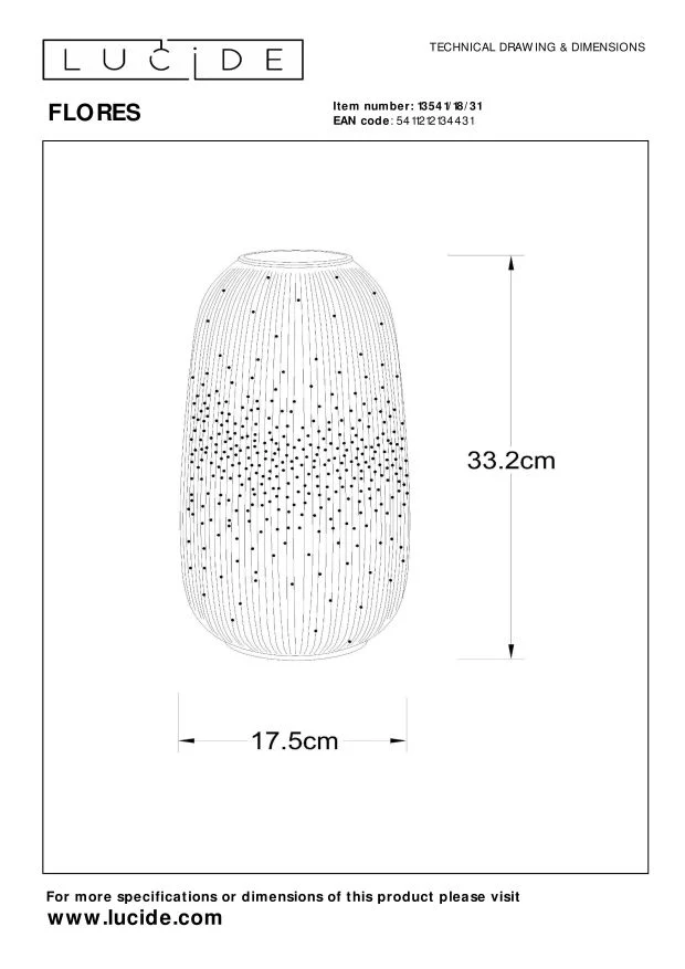 Lucide tafellamp FLORES - 1xE14 - Wit